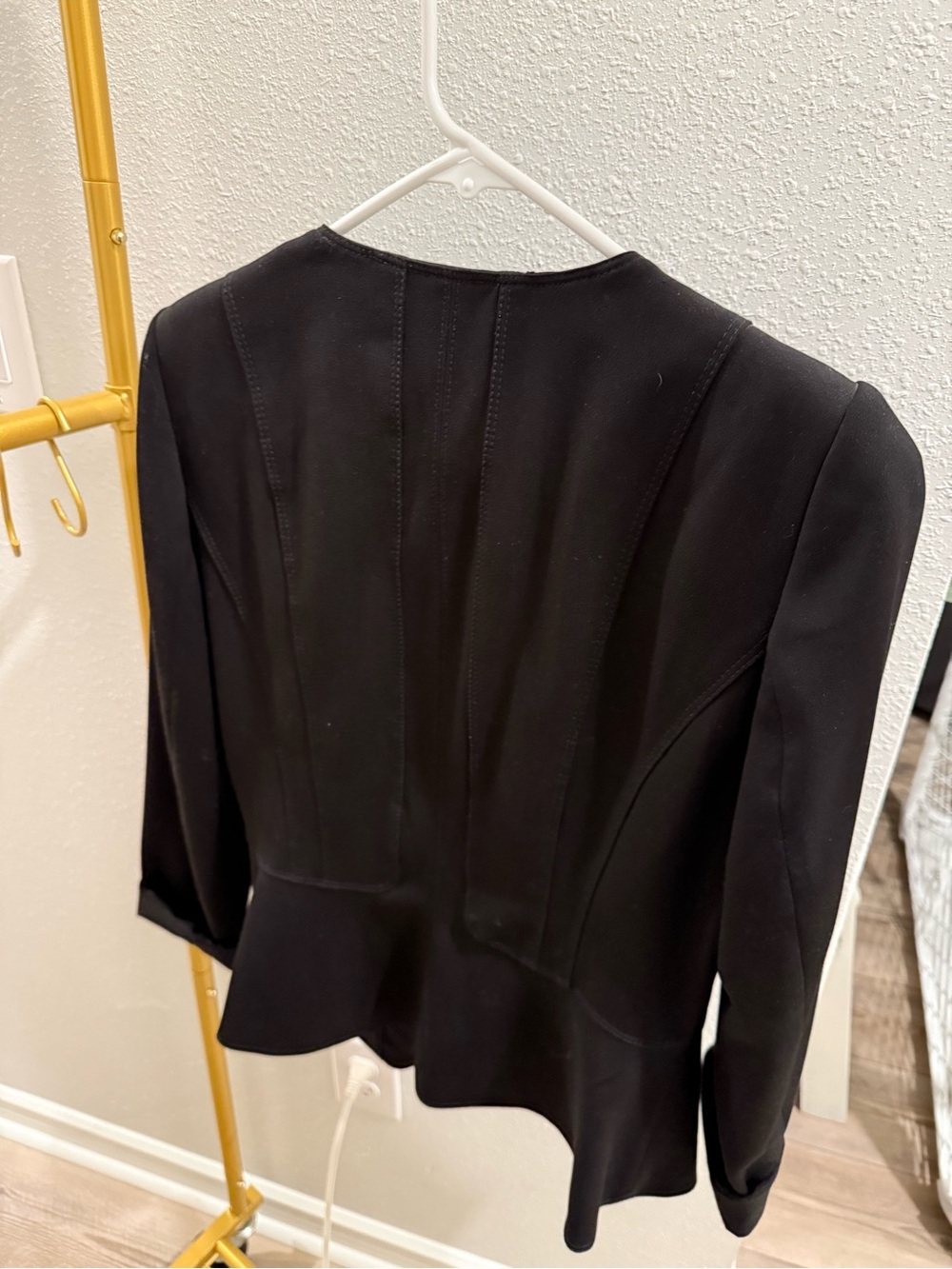 White House Black Market Black Ruffled Open-Front Blazer - Picture 7 of 7